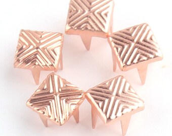 7mm Rose Gold Nailhead Quadrate Tacks Nails 4 Claw Studs Rivets Cone Decorative Prong Shoes Purse Belt Leather Craft Accessory