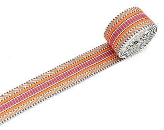 Orange Jacquard Webband Stoffgürtel Canvas Gurtband JacquardBand Ethno Muster Gurtband Gurtband Handwerk Textil Nähen Accessoires