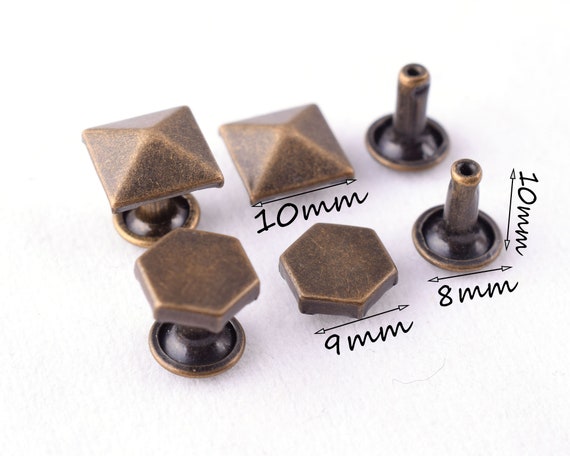 Square Double Cap Leather Rivets Hexagon Rapid Rivet Studs Bronze