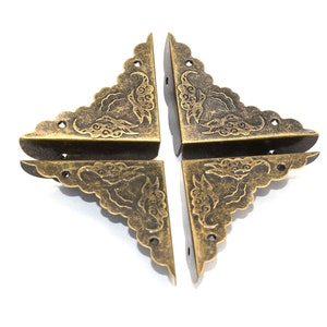 Antique Bronze Box Corner Protector Decorative Corner Brackets Triangle Metal Box Decorative for Jewelry Box Wooden Case 12pcs