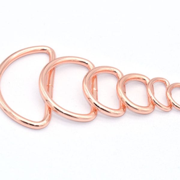 Rose Gold D Ring Purse Rings Slide Buckles Bag Clasps D Loops Buckles Belt Strap Buckle D Bag Clasp for Leather Finding Webbing