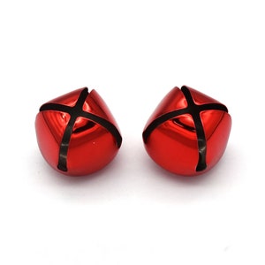 38mm Red Jingle Bell Charms Christmas Bell Durable Jingle Cross Bells Decoration Ornaments Pendant Bells with Ribbon DIY Craft 5pcs