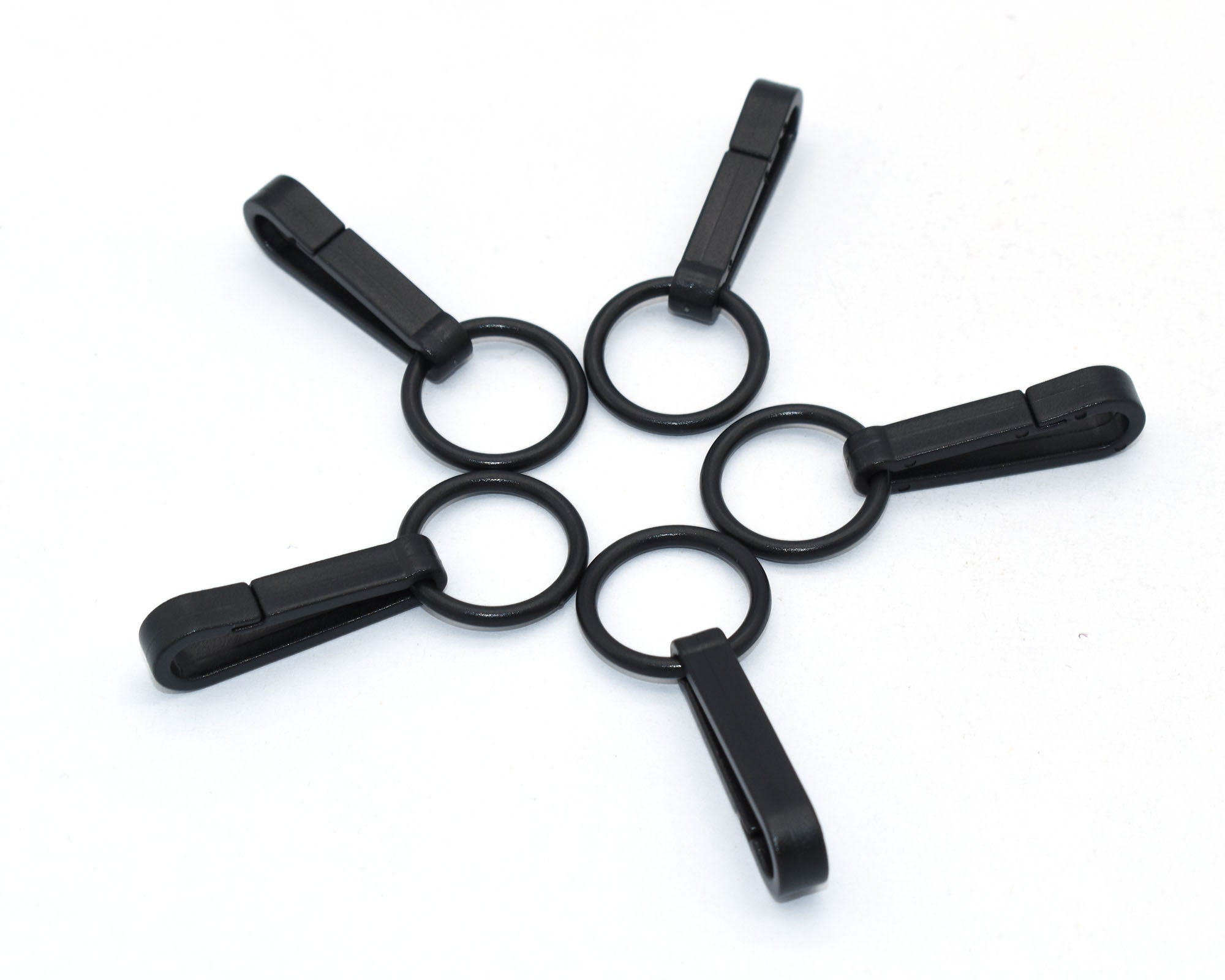 Black Plastic Snap Hook With Loop Ring Mini Gloves Hooks Buckles