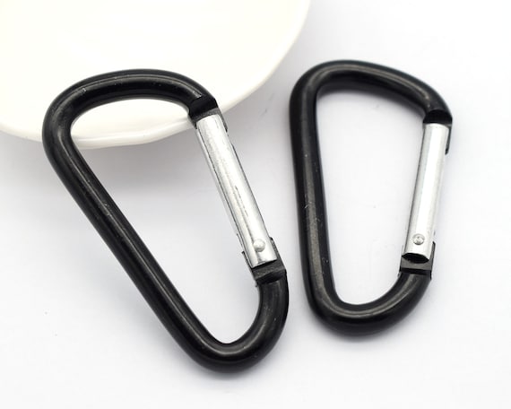 Large Black Aluminum Carabiner Clip Clasp D-ring Locking Key Chain Security  Camping Heavy Duty Spring Buckle Gate 4pcs 