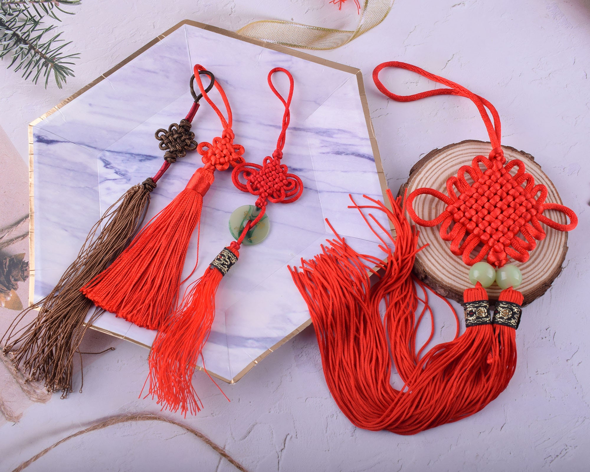 Lucky Red Chinese Silk Tassel Set