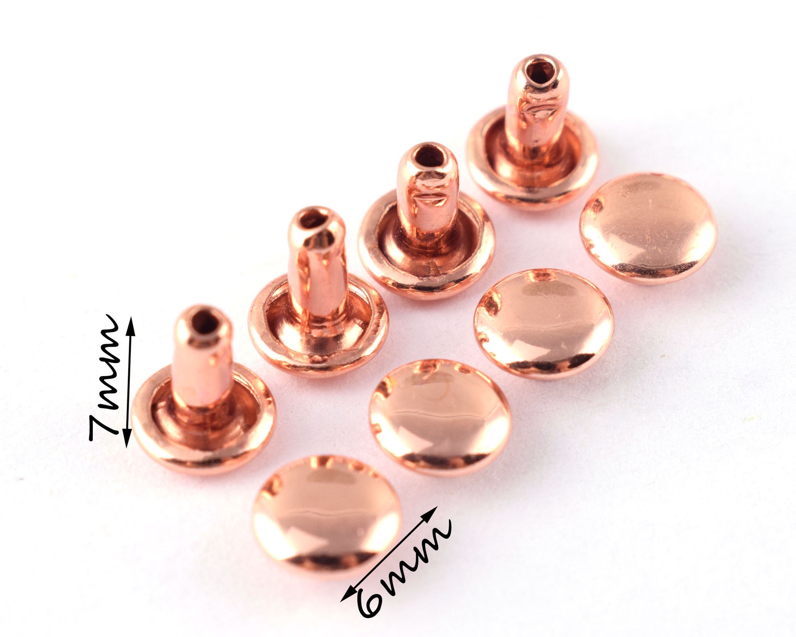 Rose Gold Double Cap Leather Rivets Fastener Snaps Metal Rapid - Etsy