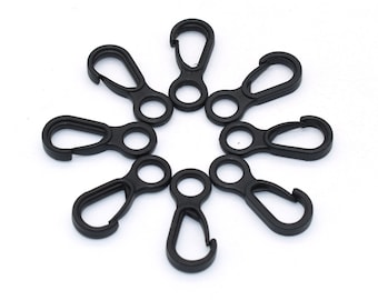 Black Plastic Snap Hook Mini Gloves Hooks Buckles Hardware Plastic hook Clasps Used For Face Mask Necklace 50pcs