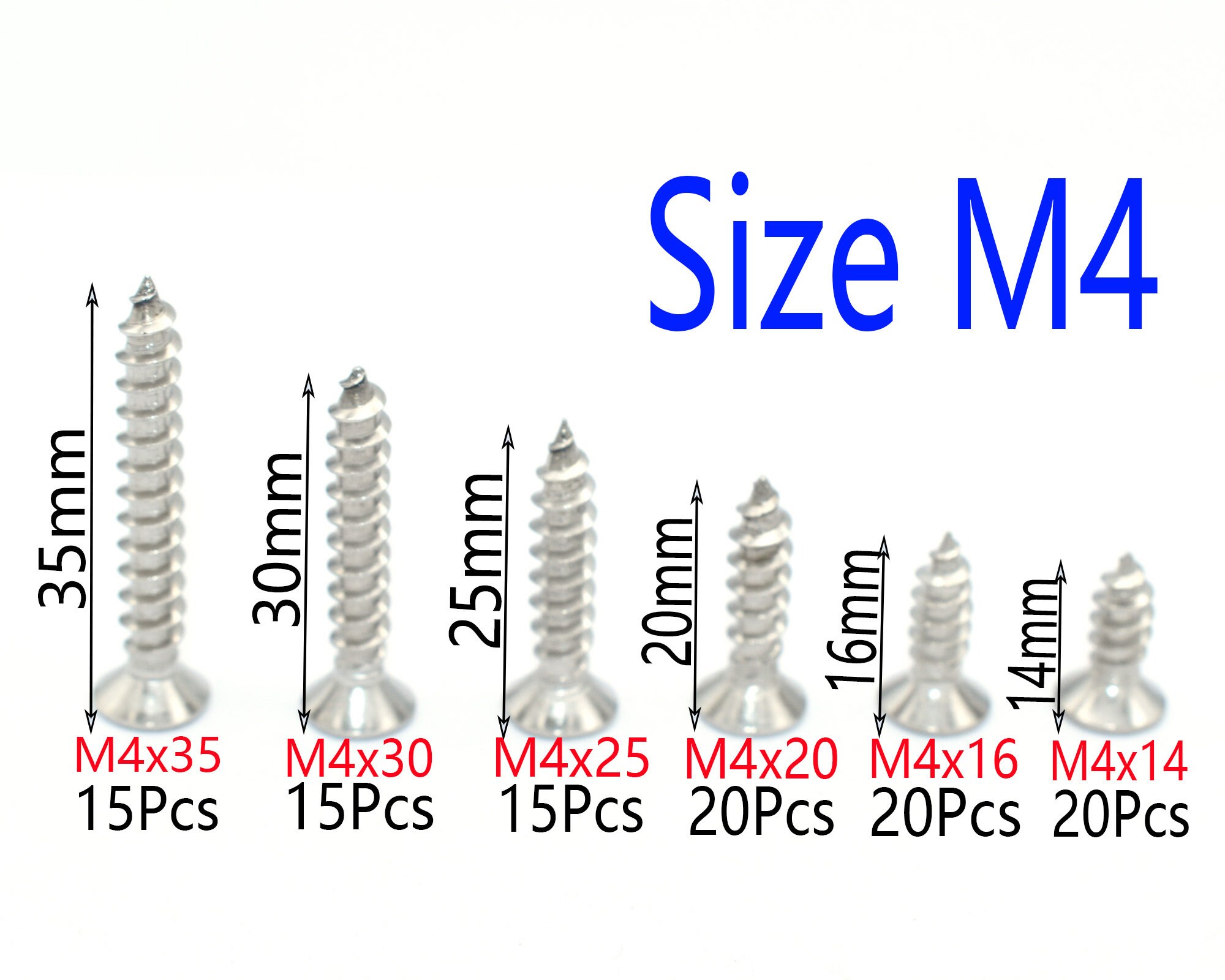 M4 Stainless Steel Self Tapping Screws Assortment Set 105pcs Etsy UK