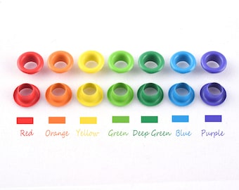 Ojales de metal Coloridos Remaches de arandela Coser Ojales Arco Iris 7 Color Agujero redondo Ojales De cuero Artesanía Accesorios DIY Ropa Proyectos