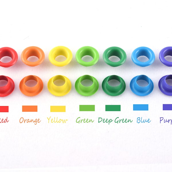 Metal Eyelets Colorful Grommet Rivets Sewing Eyelets Rainbow 7 Color Round Hole Grommets Leather craft Accessories DIY Clothing Projects