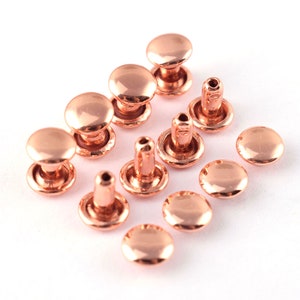 Rose Gold Double Cap Leather Rivets Fastener Snaps Metal Rapid Rivet Studs Leather Craft Clothes/Shoes/Bags/Belts Repair Decoration 100Set