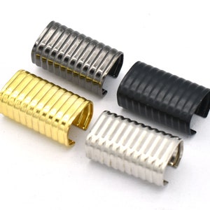 20mm Silver Ends cap Fold Over Crimp Head Connectors Cord End Tips Gold Crimp Cord End Caps without loop Ribbon Crimp - 30pcs