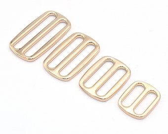 Gold Metal Belt Buckle Double Bar Buckle Adjuster Buckle Rectangle Purse Buckles for straps Replacement Handbag webbing hardware DIY