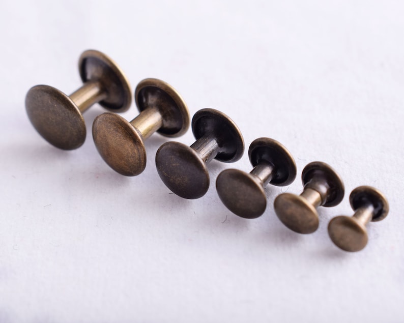 Metal Double Cap Leather Rivets - Bronze 6 Size Metal Rapid Rivet Studs ...