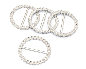 Hebillas de deslizamiento redondas de metal Hebilla de cinturón Anillos de bolso de plata Anillos de correa Ajustador de cuero Bolso Hebillas de mochila Para cinturón Bufanda Hebilla Prenda 35mm