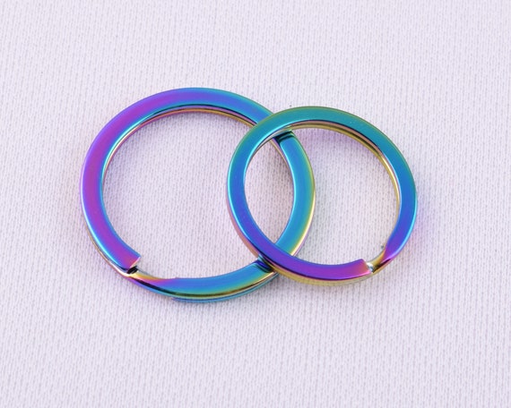 Rainbow Key Chain Ring Split Ring 25 30mm Metal Key Ring Jewelry