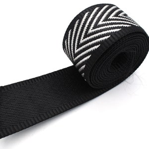 1.5&quot; Black Webbing Jacquard Ribbon Cotton Belt Bag Webbing Belt Dog Collar Webbing DIY Garment Textile Sewing Accessories by the yard