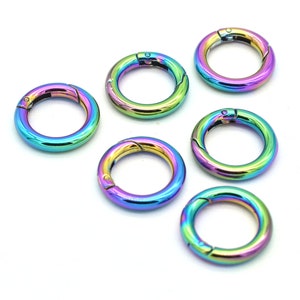 Rainbow Spring O Ring Gate Round Snap Hook Gate O Ring Metal purse Bag push Clasp Webbing Hook clip Spring Buckle for Purse handbag keychain