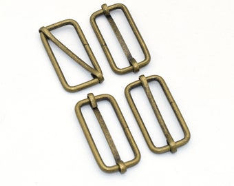 40mm Bronze Adjustable Belt Buckle Slide Buckle Metal Purse clasp Buckles Bag ring strap buckles Handbag webbing hardware - 6pcs