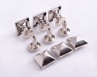 Metall Doppelkappen Nieten Ohrstecker - Silber Rapid Nieten Nieten Nieten Leder Nieten Verschluss Druckknöpfe für Leder Handwerk Kleidung Reparatur Dekoration 50 Set