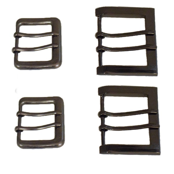 Large Double Pin Buckle Metal Black Buckle Double Pin Rectangular Buckle For Belts - 2 pcs