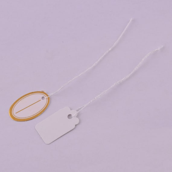 100pcs Tie On White Strung Price Tags Writable Paper Labels for Display Jewelry 