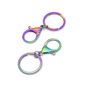 35mm Rainbow Swivel clasp with Key Ring Split Rings Lanyard Snap Hook Spring Clip Snap Hook Lobster Clasp for Bag Keychain DIY Crafts 4pcs