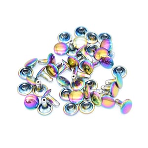 9mm Rainbow Material Double Cap Rivets Studs for purse bags Handbags Leather crafts Fastener Snaps Prong Studs rapid rivets 50/100set