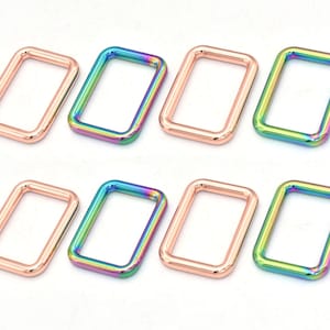 Rainbow Metal Rectangle Ring Belt Buckle Slider Connector Square Ring Adjustable Buckle Slide Buckle Purse Clasp Buckle Handbag Purse Making