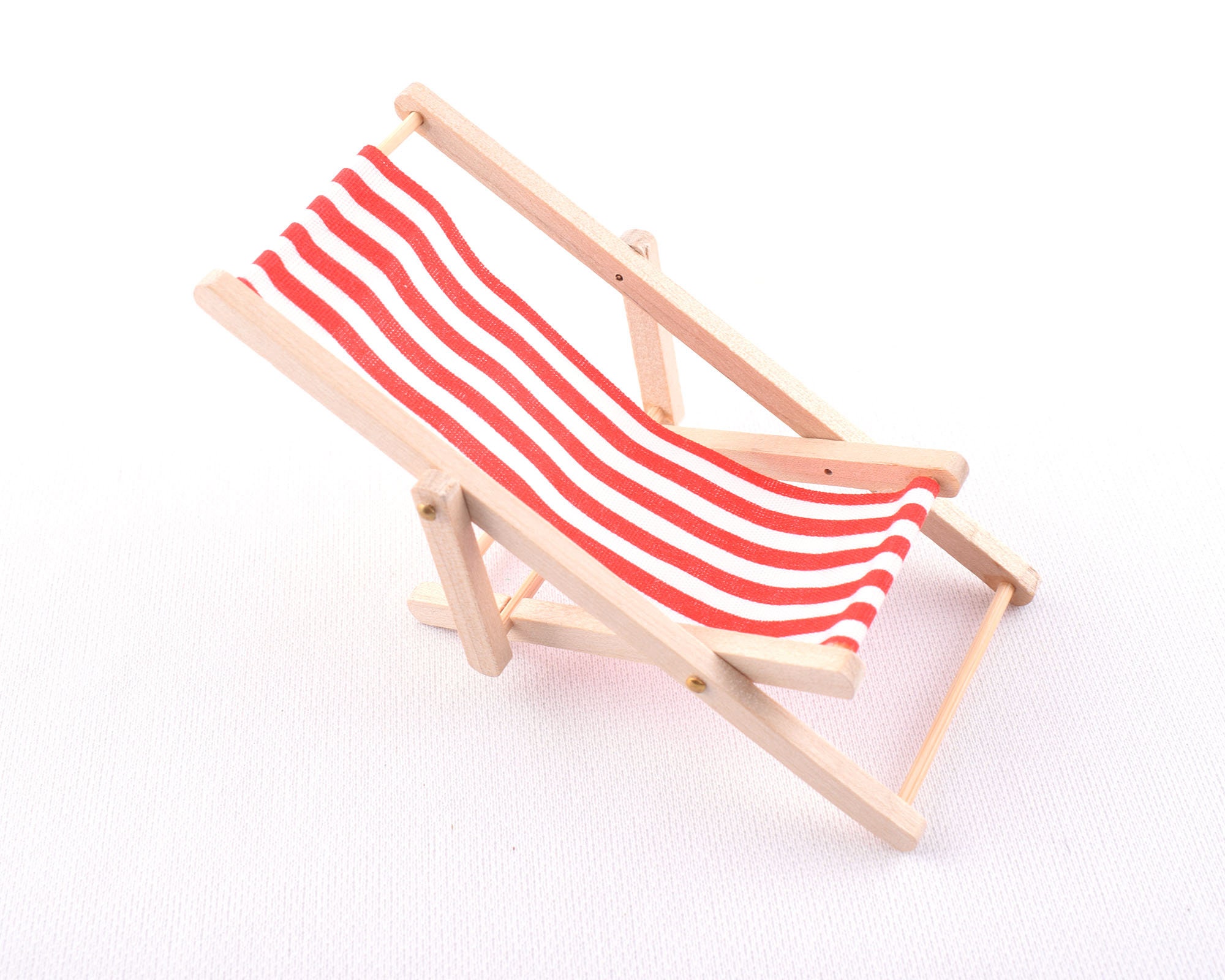 Toyvian – 3 Mini Chaises De Plage Miniature – Bois Et Tissu – Décoration Maison De Poupée – 14,7 X 9,2 X 1,7 Cm