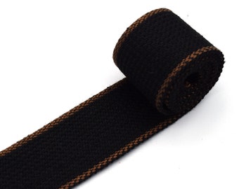 1.5"Cotton Webbing Belt Knit Tape Ribbon - Black Webbing Bag Strap Belt Canvas Webbing Pet Collar Webbing for Textile Sewing Accessories
