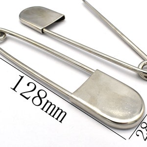 128mm Giant Safety Pin Big Over Sized Laundry Pins Kilt Pins Broche Broche Arrière Épingle de sécurité pour coudre Bijoux Fabrication de points Pins Charm image 2