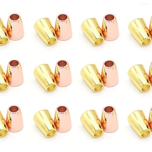 Gold/Rose Glod Rope Cord Ends,Cord Locks,Metal End Tips,Tube Clasps Ribbon Stopper,Fastener for Craft DIY Shoelace Accessories Customising