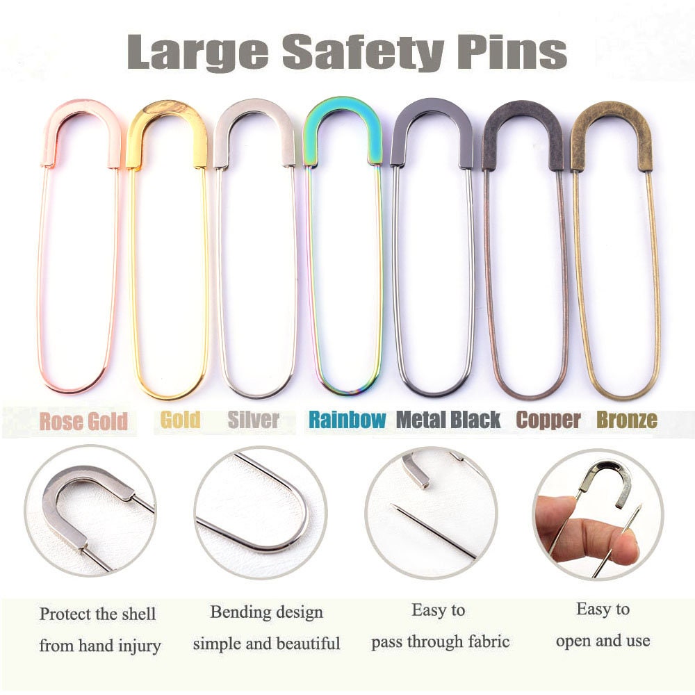Matte Silver Safety Pins 128mm Shawl Pins Giant Jumbo Safety Pins Brooch  Pins Laundry Pins Kilt Pin Back Blanket Pins 2pcs 
