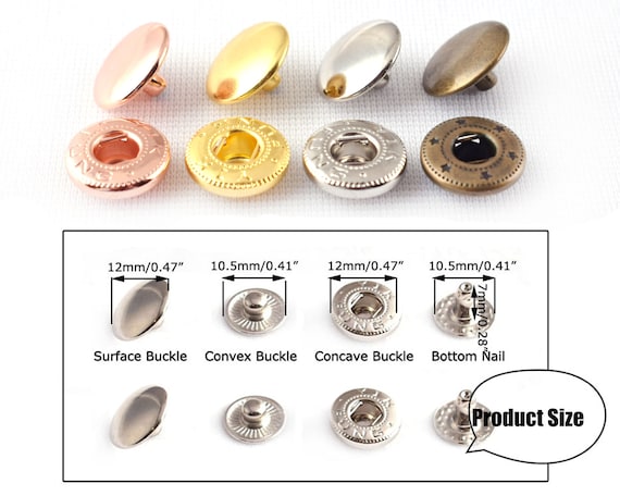Metal Leather Snap Buttons 12mm Spring Snap Fasteners Kit Press Studs  Clothing Snaps Button Clothing Canvas Leather Craft Sewing 20/50 Sets 