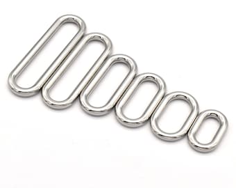 16-50mm Plata Redonda Oval O Anillo Hebilla Hebillas Desliz Hebillas De Metal Bolso Mochila Hebilla Cinturón Hebilla Para Bolso Webbing hardware -6pcs