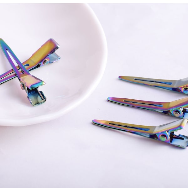 45mm Alligator hair clips Rainbow Metal Hair Alligator Clips Hair Accessory Blanks Fashion Hairpin Base For DIY Hair Accessories