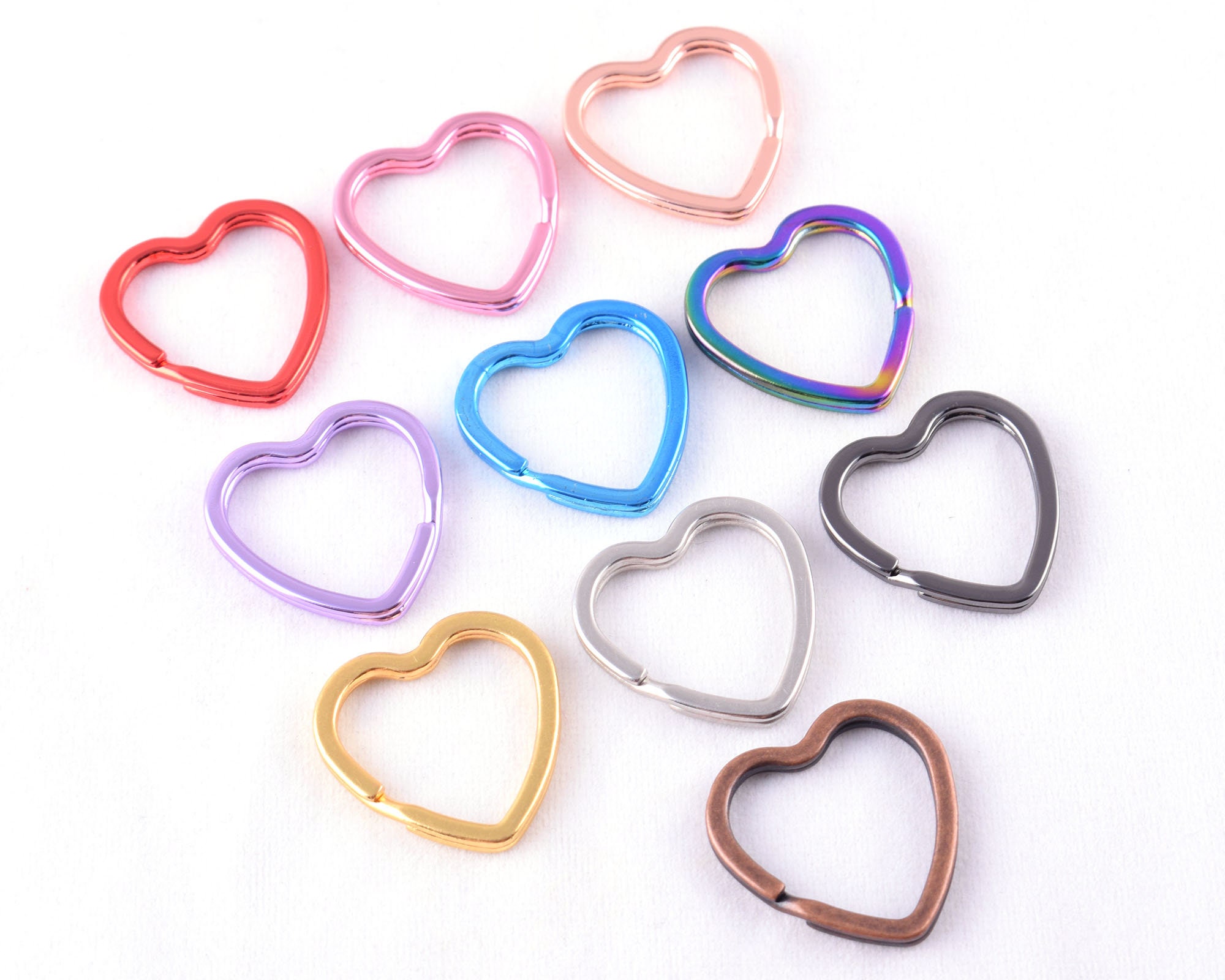 30mm Heart Shape Key Ring Colorful Split Ring 10 Color Jump Ring ...