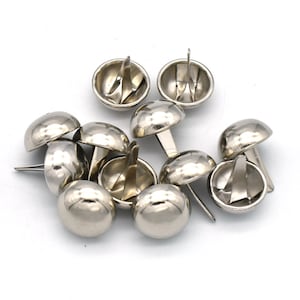 15mm Silver Purse Feet Round Dome Handbag Nailheads Brads Spike Prong Studs for Bag Belt Leather Craft Hardware Accessories 50pcs image 1