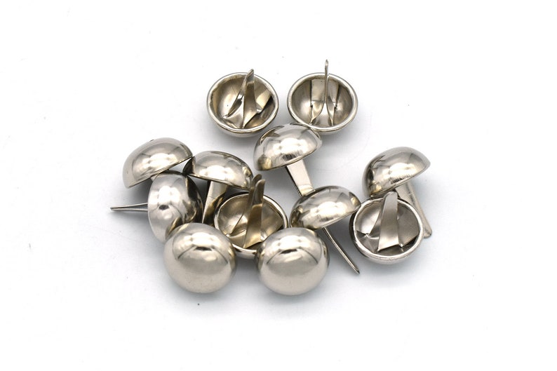 15mm Silver Purse Feet Round Dome Handbag Nailheads Brads Spike Prong Studs for Bag Belt Leather Craft Hardware Accessories 50pcs image 1