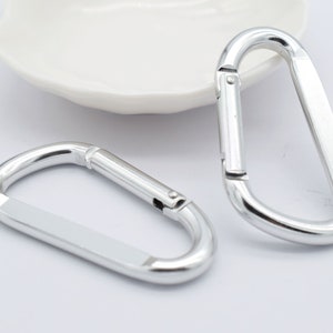48/68mm Aluminum Carabiner Silver Clip Clasp D-Ring Locking Buckle Key Chain 2 Size Keychain Clip Hooks Clips Spring Buckle Gate