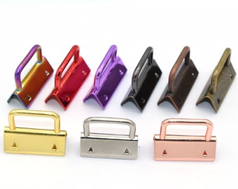 Rainbow Key Fob Hardware Sets handbag 30mm Multi Color key fob metal keychain hardware for webbing lanyard key ring handmade 10pcs
