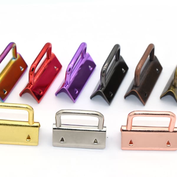 Rainbow Key Fob Hardware Sets handbag 30mm Multi Color key fob metal keychain hardware for webbing lanyard key ring handmade 10pcs