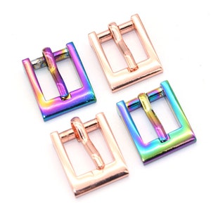 14mm Regenbogen Schiebeschnalle Metall Gürtelschnalle Verstellbare Schnallen Geldbörse Schließe Tasche Ringschnallen für Handtasche Gurtband Hardware 10Stk