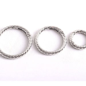 Silver O Rings Spiricle Spring Ring Metal Snap Clasp Spring Buckle Gate O Spring Snap Hook Bag Clasp Non-welded Circle Rings Purse/Handbag
