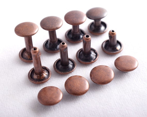 9mm Rainbow Double Cap Rivets,Metal Button Round Rose Gold Rapid Rivet,Rivet Studs For Purse Bags Handbags Shoes Belts Leather Craft DIY (50pcs