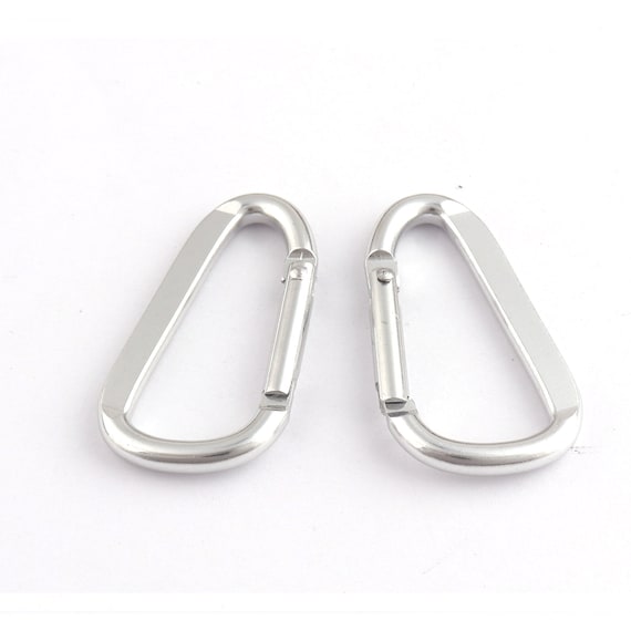 40mm Aluminum Carabiner Silver Key Chain Locking Buckle D Shape Hooks Clips Spring Snap Keychain Clip for Outdoor Camping 6pcs Etsy UK