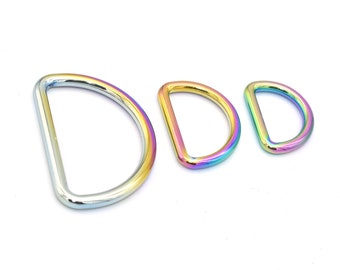 Rainbow Metal D Ring D Loop Belt Buckle Non Welded Purse Loop Strap Rings Pet Buckle Purse Accessories for Bag Purse Strap Making Hardware