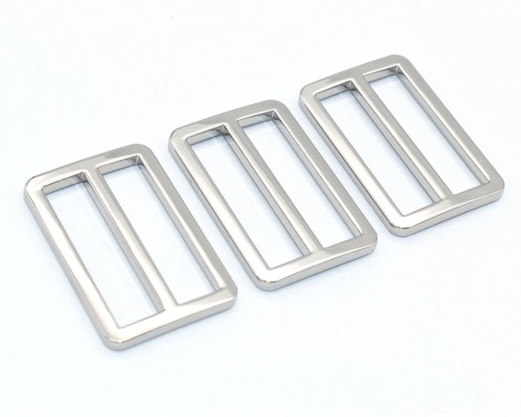 Silver Metal Belt Buckle Double Bar Buckle 35mm Adjuster Buckle