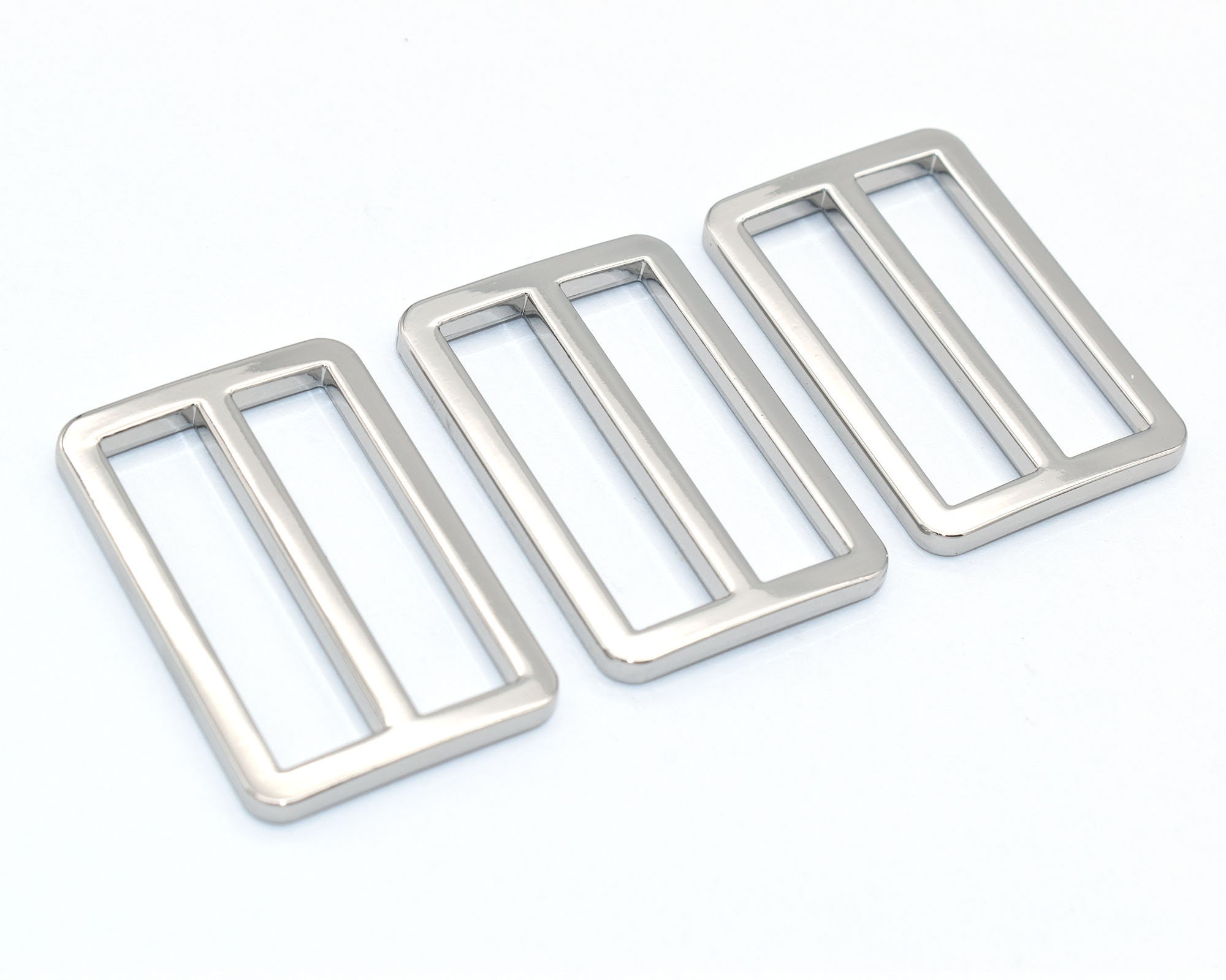 Silver Metal Belt Buckle Double Bar Buckle 35mm Adjuster Buckle Rectangle Purse Buckles for straps Replacement Handbag webbing hardware DIY